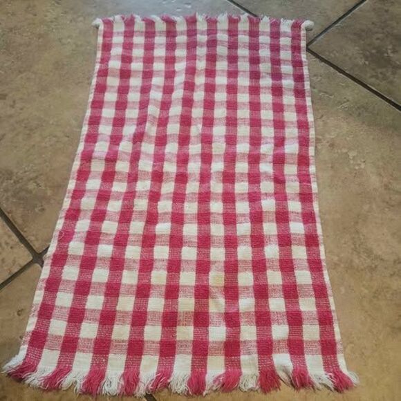 Vintage Red Plaid Terry Cloth Hand Towel 22" x 13" - Picture 1 of 4